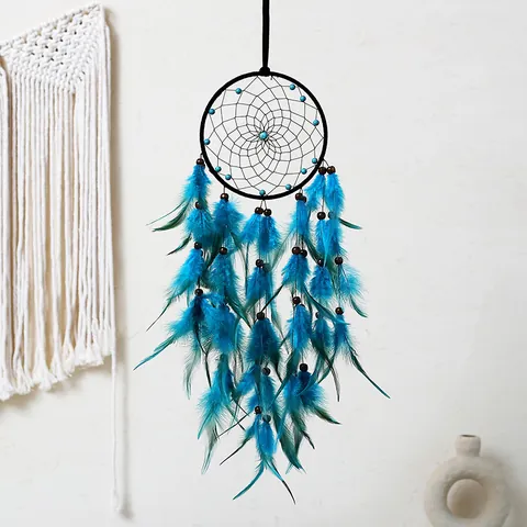 Χειροποίητη Boho Ονειροπαγίδα Διακόσμηση Τοίχου Πολύχρωμα Φτερά Με Φως LED για Υπνοδωμάτιο Γάμο Πάρτι Δώρο Γενεθλίων