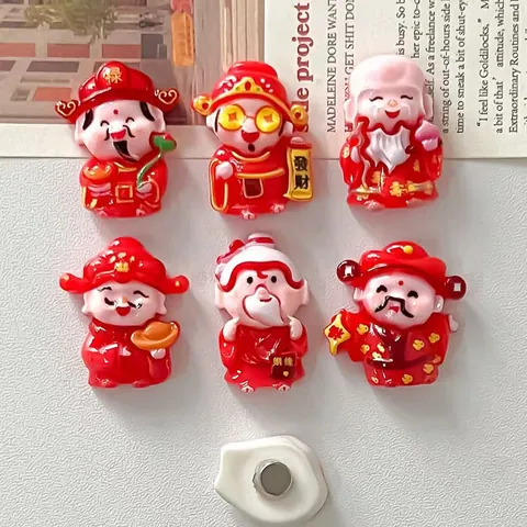Cartoon New Year God Of Wealth Resin Flatback Accessories For DIY Phone Case Hair Clip Cream Glue Scrapbooking Decoration
