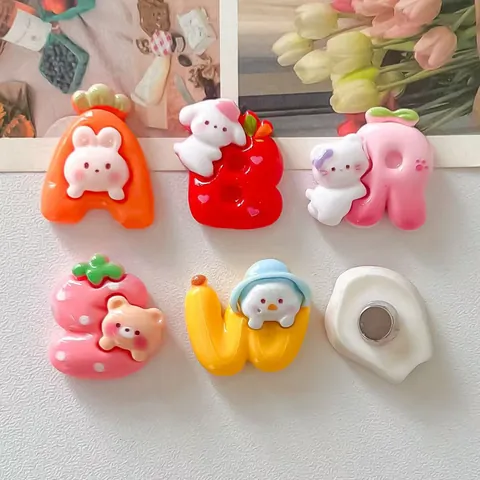 Cute Cartoon Animal Fruit Letter Resin Flatback Accessories For DIY Shoe Charms Phone Case Fridge Magnet Hair Clips Decorations