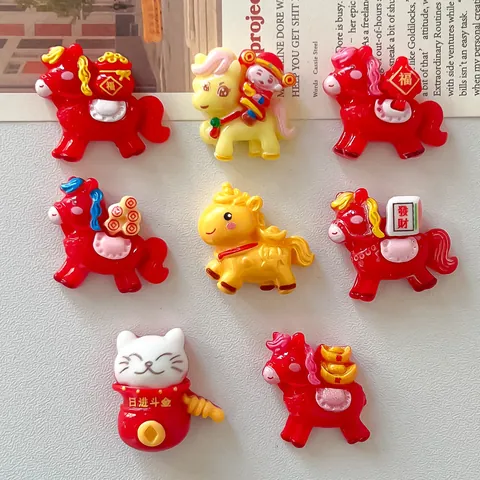 Cartoon Horse Resin Accessories DIY Cream Glue Hairpin Decoration Materials Lucky Cat Resin Charms Craft Supplies For Kids Women
