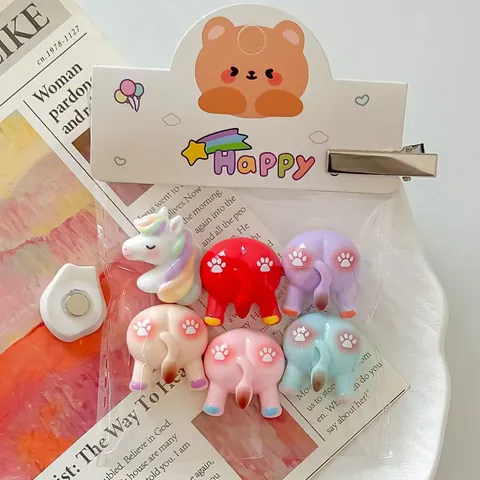 Süße Cartoon Harz Katzenpfote Tierhintern Kühlschrankmagnete DIY Handwerk Zubehör Für Handyhülle Haarnadel Dekoration Set Bunte Harz Bemalte Ornamente