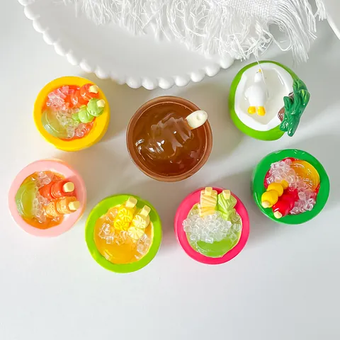 Simulation Dessert Food Play Resin Fridge Magnet Cute Mango Coconut Bowl Miniature DIY Phone Case Keychain Magnetic Accessories