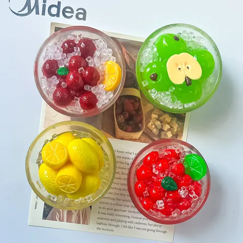 Creative Simulation Fruit Food Play Fridge Magnets Resin Ice Cold Waxberry Lemon Tomato Apple Fridge Sticker Kitchen Decor