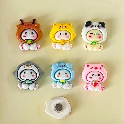 Niedliche Glänzende Tierkopf Harz Kühlschrankmagnete Cartoon Panda Schwein Pinguin Bär DIY Handyhülle Deko Heimdekoration Zubehör
