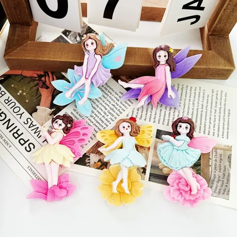 Lindas Pinzas para el Cabello de Resina con Alas de Elfo para Niñas Horquillas de Flor de Hada de Dibujos Animados Accesorios Princesa