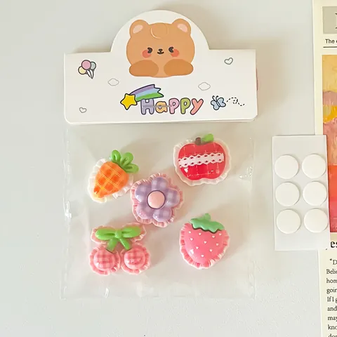 Cute Fruit Resin DIY Accessories Set With Checkered Lace Pattern Fruit Cherry Strawberry Charms For Fridge Magnets Shoe Buckle Handmade Crafting