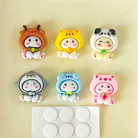 Niedliche Glänzende Tierkopf Harz Kühlschrankmagnete Cartoon Panda Schwein Pinguin Bär DIY Handyhülle Deko Heimdekoration Zubehör
