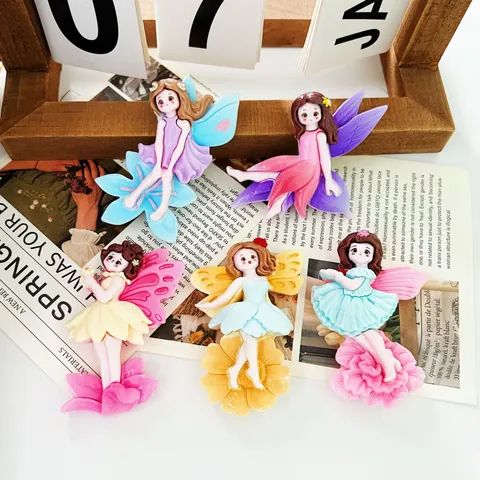 Lindas Pinzas para el Cabello de Resina con Alas de Elfo para Niñas Horquillas de Flor de Hada de Dibujos Animados Accesorios Princesa