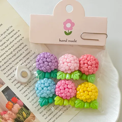 Niedliche Harz Blumenkugel Kühlschrankmagnete Bonbonfarben Hortensie 3D Deko Magnete Für DIY Haarspangen Taschen Zubehör