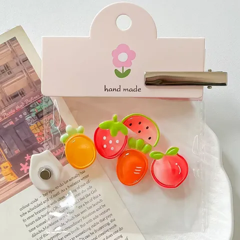 Luminous Translucent Resin Fruit DIY Charms Accessories For Keychain Phone Case Fridge Magnet Cute Outlined Fruit Charms