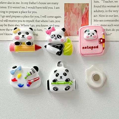Mignon Panda Papeterie Patch en Résine Accessoires DIY Dessin Animé Panda Planche à Dessin Aimants de Réfrigérateur pour Décoration de Coque de Téléphone Épingle à Cheveux
