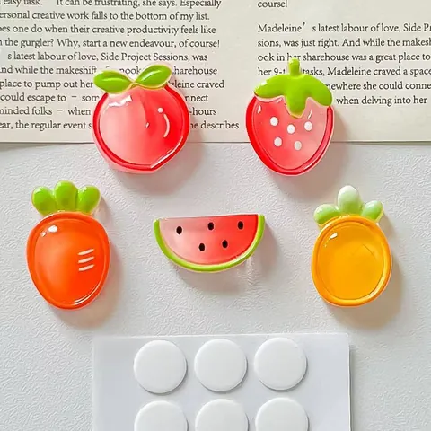Luminous Translucent Resin Fruit DIY Charms Accessories For Keychain Phone Case Fridge Magnet Cute Outlined Fruit Charms