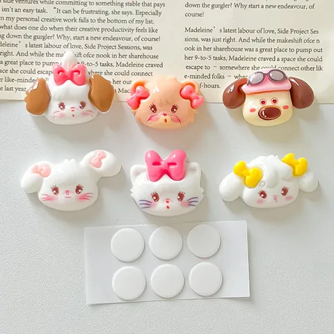 Mignons Aimants de Frigo en Résine Animaux de Dessin Animé Nœud Papillon Accessoires Décoratifs DIY pour Maison Papeterie Porte-Clés