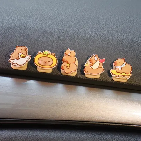Cartoon Capybara Car Hook Multi-functional Adhesive Seat Back Storage Hook Car Interior Accessories Cable Organizer Decoration