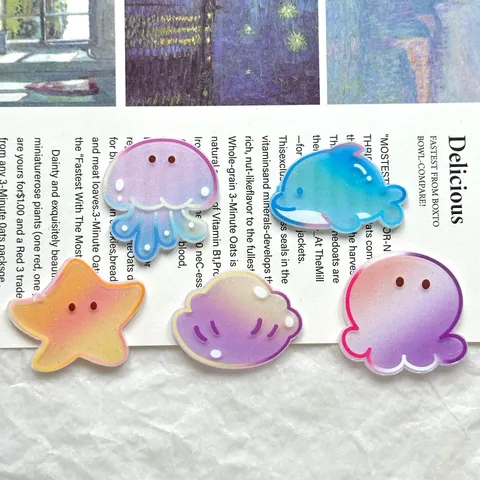 Große Acryl Ozean Serie DIY Charms Delfin Seestern Oktopus Muschel Für Haarklammern Broschen Kühlschrankmagnete Schmuckherstellung