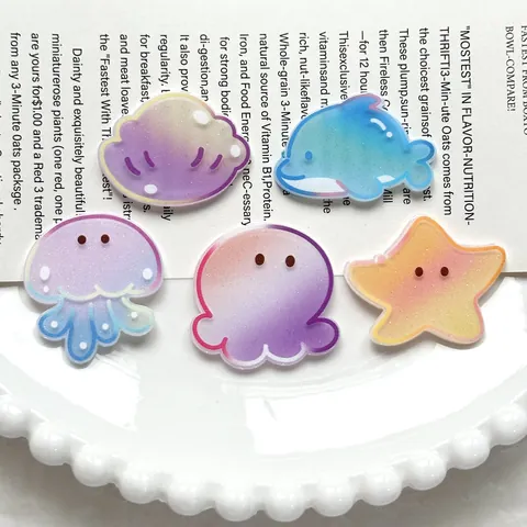 Große Acryl Ozean Serie DIY Charms Delfin Seestern Oktopus Muschel Für Haarklammern Broschen Kühlschrankmagnete Schmuckherstellung
