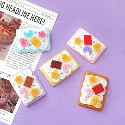 Cute Simulation Star Moon Cream Biscuit Resin DIY Accessories Funny Food Play Parts For Children Hair Clips Jewelry Finding