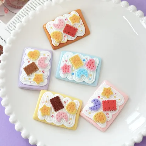 Cute Simulation Star Moon Cream Biscuit Resin DIY Accessories Funny Food Play Parts For Children Hair Clips Jewelry Finding