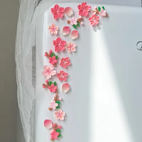 Imanes de Nevera 3D Estéreo Flor de Melocotón Resina Flor Imanes para Refrigerador para Hogar Cocina Oficina Decoración Rosa Lindos Imanes Florales