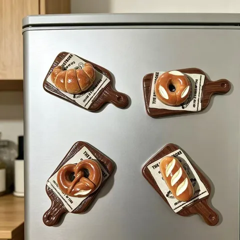 3D Προσομοίωση Ψωμιού Μαγνητάκια Ψυγείου Ρητίνη Σχήματα Κρουασάν Μπέιγκελ Πρέτσελ Μπαγκέτα Δημιουργική Διακόσμηση Κουζίνας Μαγνητικά Αυτοκόλλητα