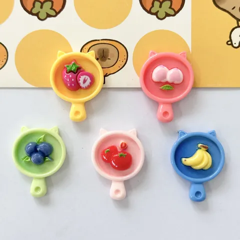 Cute Resin Fruit Plate Charms For DIY Hairpin Shoe Decoration Strawberry Banana Peach Blueberry Tomato Mini Resin Accessories