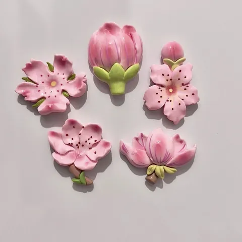 Chinesischer Stil 3D Kunstharz Pfirsichblüte Kühlschrankmagnete Rosa Blume Kühlschrankmagnet Kalligraphie Deko Küche