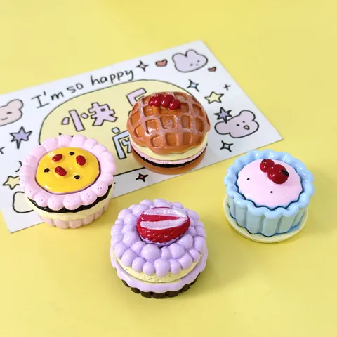 Cartoon Strawberry Cake Miniature Food Model Resin Charms For DIY Crafting Jewelry Making Dollhouse Ornament Accessories