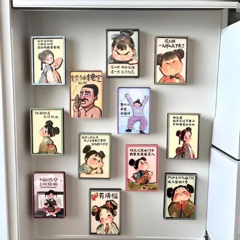 Aimants de Réfrigérateur en Résine de Dessin Animé Drôles 3D Citation Humoristique Autocollant Magnétique Décoratif pour Bureau