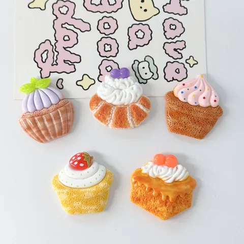 Miniature Cartoon Strawberry Cream Cake DIY Resin Accessories Food Play Dessert Craft Materials for Phone Case Decor Jewelry