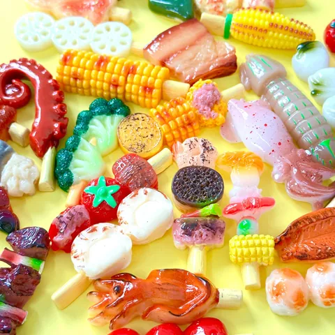 3D Simulation BBQ Essen Kühlschrankmagnete Nordische Kreative Harz Simulation Spieße Magnet Dekor Für Zuhause Kühlschrank Dekoration