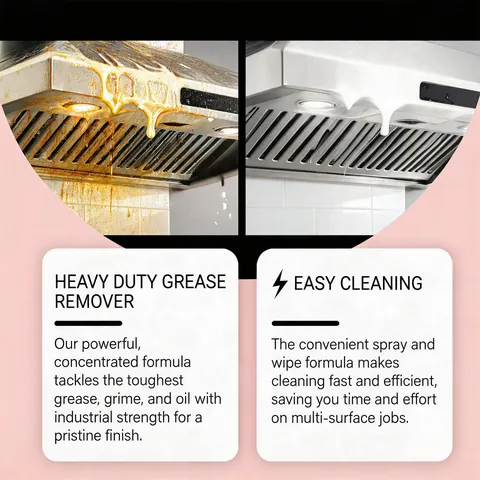 HOMEXA Multi-Purpose Kitchen Degreaser Heavy Duty Grease Remover Spray For Range Hood Stovetop Cookware Deep Cleaning Detergent