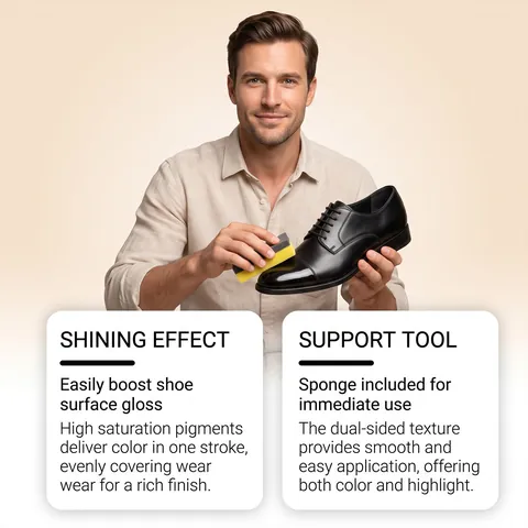 Brunizo Shoe Shine Restorer Kit Portable Leather Polish Cleaning Fluid With Sponge For Shoes Maintenance Household Care