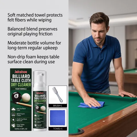 Jakehoe Billiard Table Cloth Dry Cleaner Kit Professional Pool Table Felt Maintenance Foam Spray With Brush Microfiber Towel
