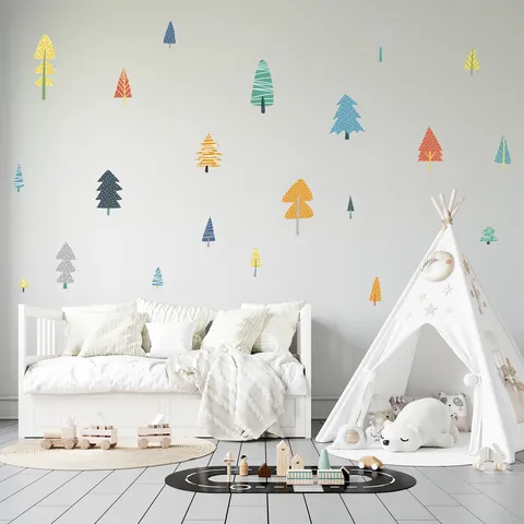 Woodland Tree Wall Stickers Forest Jungle PVC Vinyl Decals For Window Glass Decoration Nursery Classroom Home Wall Decor