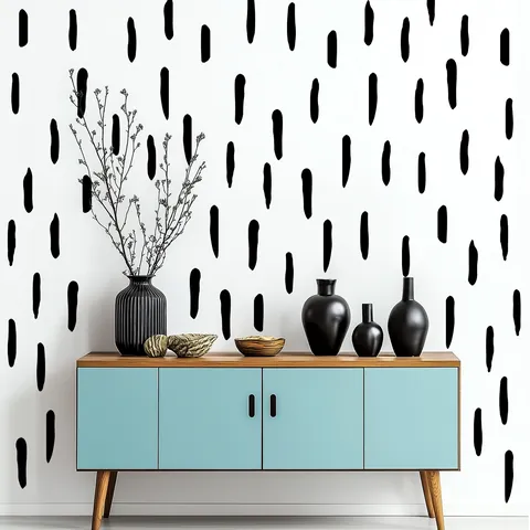 Sticker Mural Rayures Noires Irrégulières Style Nordique PVC DIY Décalcomanie Décorative pour Chambre Salon Fond de Télévision Decor