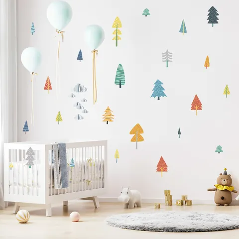 Woodland Tree Wall Stickers Forest Jungle PVC Vinyl Decals For Window Glass Decoration Nursery Classroom Home Wall Decor