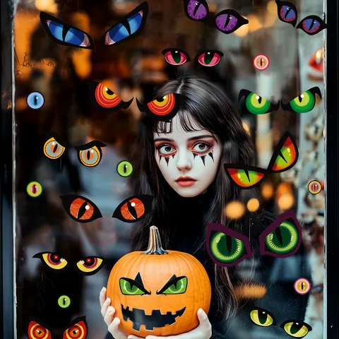 Halloween Dubbelzijdige Boze Ogen Raamstickers Horror Monster Oog Stickers PVC Glas Decals Voor Huis Kantoor School Decor