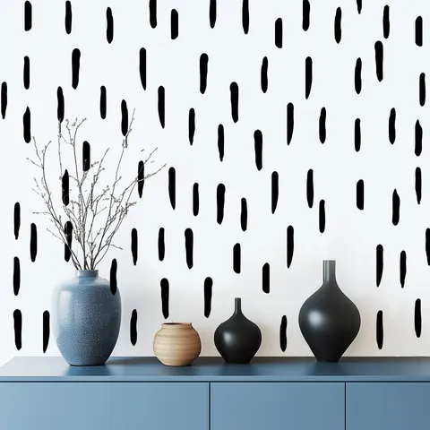 Sticker Mural Rayures Noires Irrégulières Style Nordique PVC DIY Décalcomanie Décorative pour Chambre Salon Fond de Télévision Decor