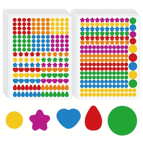 Bunte Punktkodierung Etikettenaufkleber Multi Form Geometrisches Muster Klebeetiketten Für Klassenzimmer Büro Scrapbooking DIY Etiketten