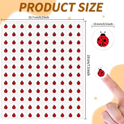 Cartoon Ladybug Stickers Round Mini Insect Stickers For Kids DIY Craft Scrapbooking Early Education Reward Stickers Stationery