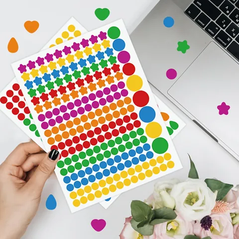 Bunte Punktkodierung Etikettenaufkleber Multi Form Geometrisches Muster Klebeetiketten Für Klassenzimmer Büro Scrapbooking DIY Etiketten