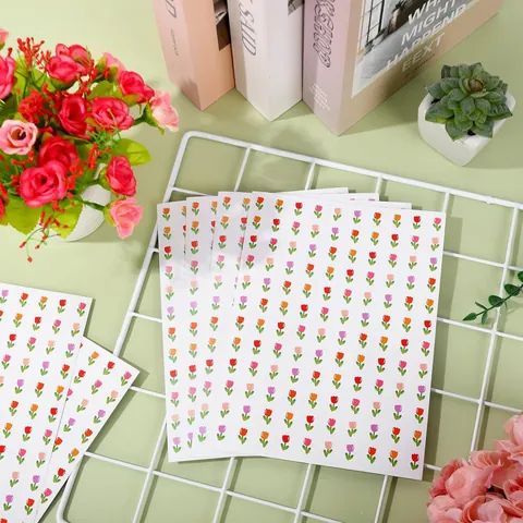 Mini Pegatinas De Flores De Tulipan Multicolor Pegatinas Decorativas Autoadhesivas Para DIY Scrapbooking Planificador Sellado De Sobres