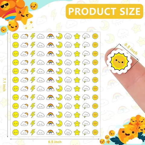 Mini Pegatinas de Clima Linda Cara Sonriente 10 Diseños Sol Luna Arcoíris Estrella Pegatinas para Scrapbooking DIY Regalo Decoración