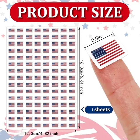 Mini Pegatinas Bandera EE UU Estrellas y Barras Patrióticas Calcomanías Autoadhesivas para Sobres Álbumes Decoración de Fiesta