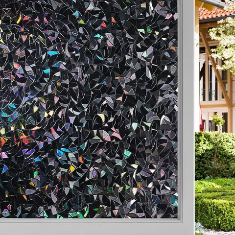 3D Crescent Window Privacy Film Rainbow Static Cling Glass Sticker Non Adhesive Removable Heat Control Decorative Home Film