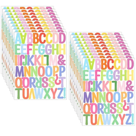 Colorful DIY Alphabet Number Sticker Collection Macaron Cartoon Letters Symbols Waterproof Decals For Gift Box Laptop Home Decor