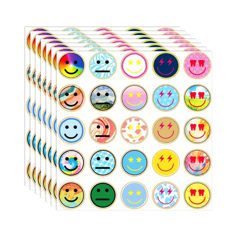 25pcs Per Sheet Cartoon Smiley Face Stickers Coated Paper DIY Scrapbooking Label Decorative Stickers For Home School Office