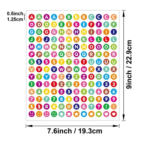 Waterproof Alphabet Number Round Dot Stickers Colorful DIY Decorative Labels For Scrapbooking Journaling Item Identification