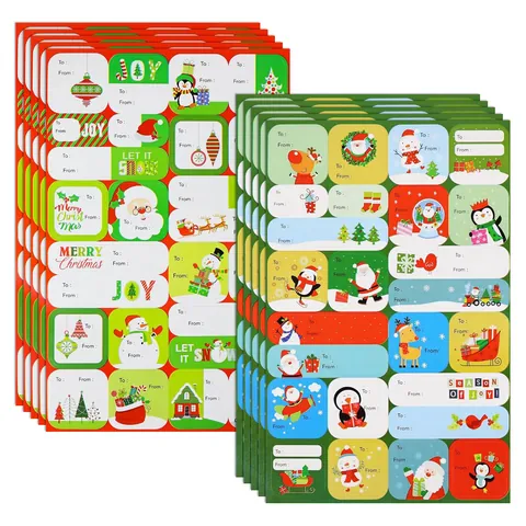 Etiquetas de Regalo de Navidad To From Etiquetas de Nombre Papel Estucado Pegatinas Autoadhesivas Para Regalos DIY Manualidades Decoración Navidad