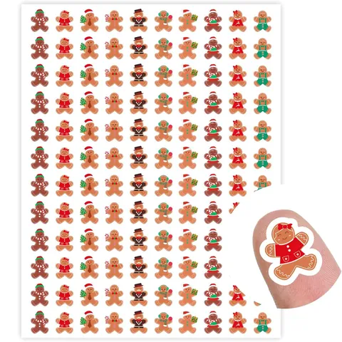 Mini Pegatinas de Navidad Hombre de Jengibre para Sobres Scrapbooking DIY Decoración Festiva Pegatinas de Hombre de Jengibre